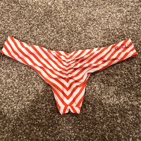 Rip Curl Other - Ripcurl Cheeky Ruffled Stripped Orange Bikini